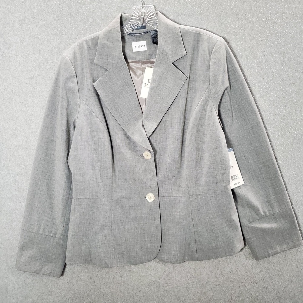 Hillard & Hanson Women Jacket 14 Gray Blazer Stretch Long Sleeve‎ NWT